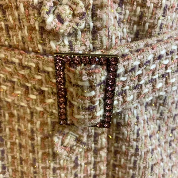 Tweed Coat with Embellished Belt Mid Length - Picture 3 of 8